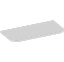 Tablette d'étagère gris clair avec coins arrondis de forme rectangulaire.