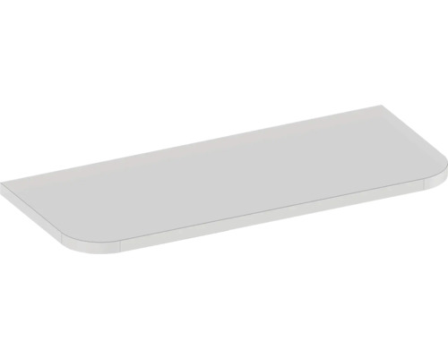 Tablette blanche avec coins arrondis.