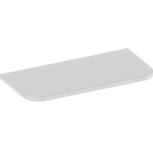 Tablette d'étagère rectangulaire blanche avec coins arrondis.