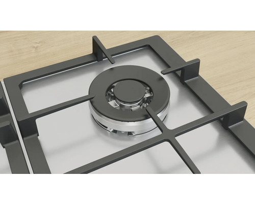 Detailansicht eines Gaskochfelds mit Kochfeldträger