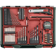 Jeu de forets et d'embouts Metabo dans une mallette ouverte