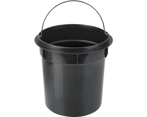 Schwarzer Eimer mit Metallgriff