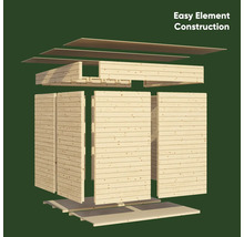 Illustration de la construction simple d'un abri de jardin en bois