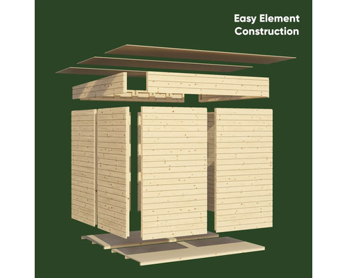 Illustration de la construction simple d'un abri de jardin en bois