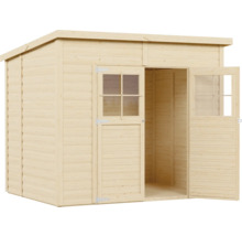 Abri de jardin en bois avec porte double et fenêtres