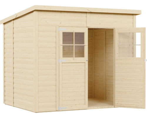 Abri de jardin en bois avec porte double et fenêtres