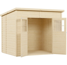 Abri de jardin ouvert en bois avec double porte