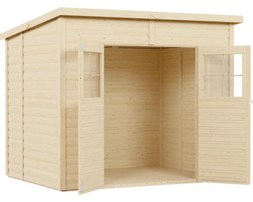 Abri de jardin ouvert en bois avec double porte