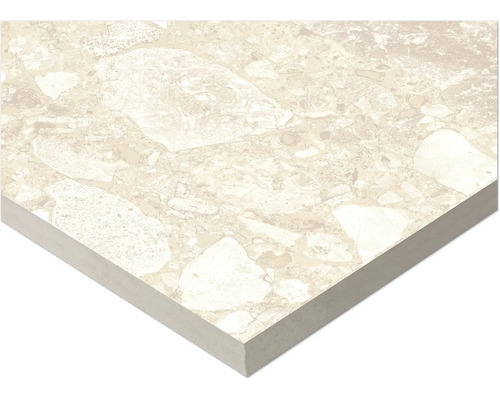 Vue détaillée d'un carreau de sol beige avec motif de pierre