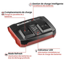 Chargeur de batterie Einhell Power X-Change avec deux emplacements de charge