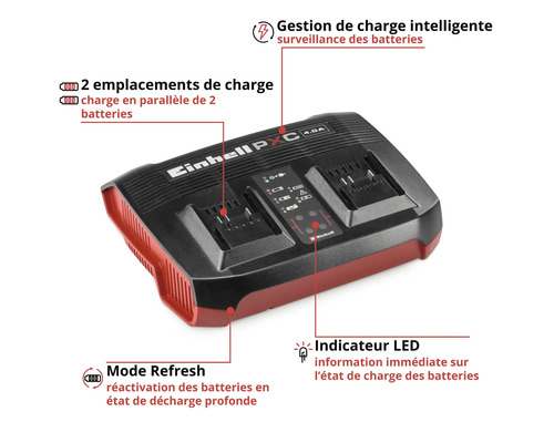 Chargeur de batterie Einhell Power X-Change avec deux emplacements de charge
