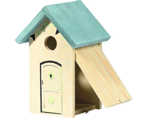 Nichoir en bois avec trou d'envol et toit