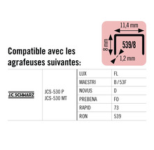 Informations sur la compatibilité des agrafes avec différentes agrafeuses et dimensions