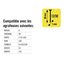 Agrafeuses compatibles avec indication des dimensions.
