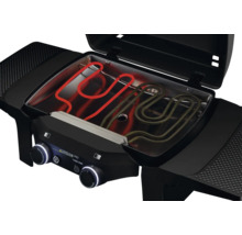 Elektrischer Grill mit offenem Deckel und Heizelementen