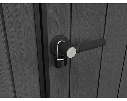 Serrure sur une porte de jardin avec poignée