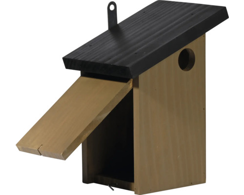 Nichoir en bois avec trou d'envol et côté ouvrant