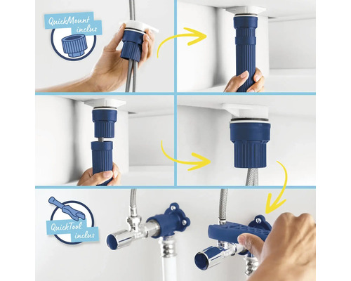 Instructions de montage pour un siphon avec montage rapide et outil