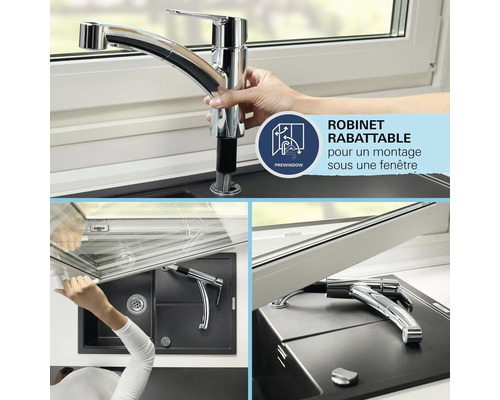 Robinet de cuisine pour montage sous fenêtre