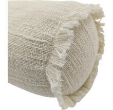 Coussin cylindrique en textile avec franges