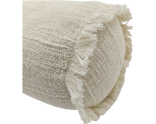 Coussin cylindrique en textile avec franges
