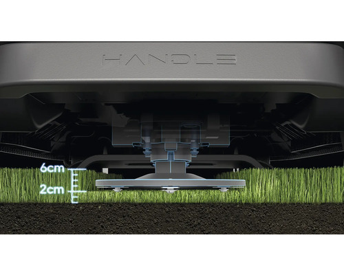 Schnittbreite eines Rasenmähroboters mit Höhenangaben