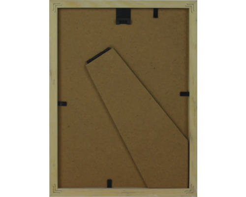 Rückseite eines Holzbilderrahmens mit Aufsteller