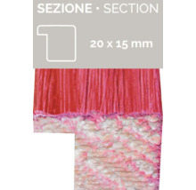 Detailansicht einer Sockelleiste, Abmessung 20 x 15 mm