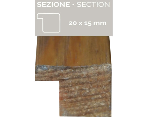 Holzprofil mit den Maßen 20 x 15 Millimeter