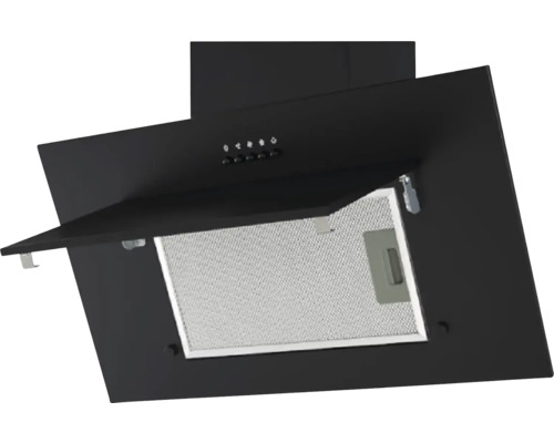 Hotte de ventilation noire avec filtre à graisse ouvert