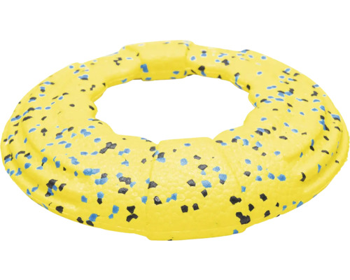 Gelber Hundespielzeugring mit Punktmuster