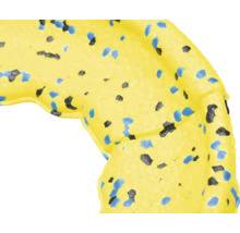 Gelbes Trainingsgerät mit schwarzen und blauen Mustern