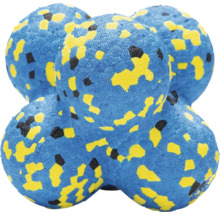 Blaues Hüpfspielzeug mit gelben und schwarzen Mustern