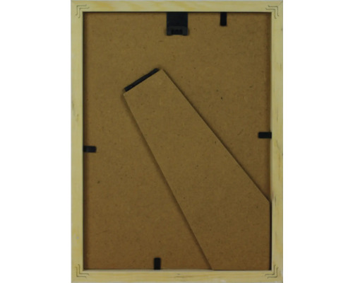 Rückseite eines Holzbilderrahmens mit Aufsteller