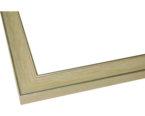 Detailansicht eines Bilderrahmen-Eckstücks in Holzoptik