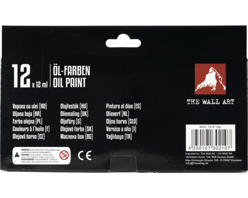 Packung mit zwölf Ölfarben