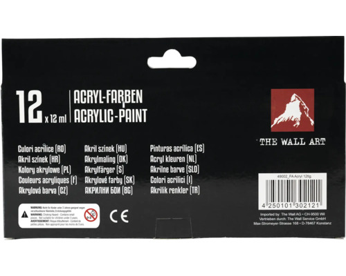 Packung mit zwölf Acrylfarben