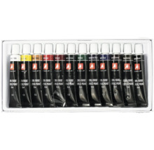 Set mit zwölf Tuben Acrylfarbe