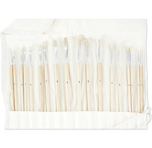 Ensemble de pinceaux de différentes tailles dans une trousse en tissu