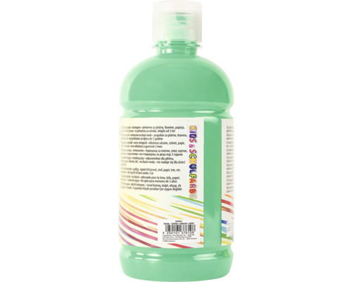Peinture scolaire verte dans une bouteille en plastique