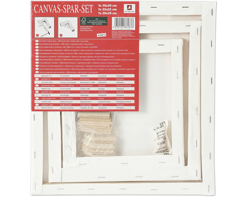 Toile à peindre lot économique 30x30 cm + 25x25 cm + 20x20 cm Lot de châssis entoilés avec trois toiles de différentes tailles