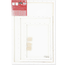 Leinwand Sparset mit drei Keilrahmen und Holzkeilen in verschiedenen Größen.