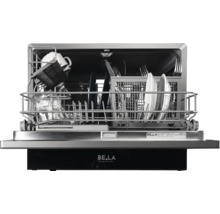 Offener Geschirrspüler beladen mit Geschirr