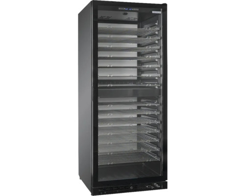 Cave à vin avec porte en verre et plusieurs étagères