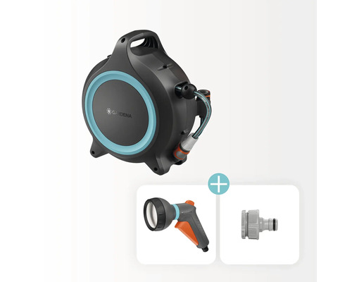 Gardena Schlauchbox mit Gartenschlauch, Spritze und Wasserhahnanschluss