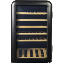 Cave à vin avec étagères en bois et porte en verre