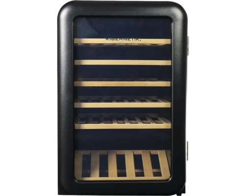 Cave à vin avec étagères en bois et porte en verre