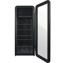 Réfrigérateur à boissons ouvert avec façade en verre et étagères