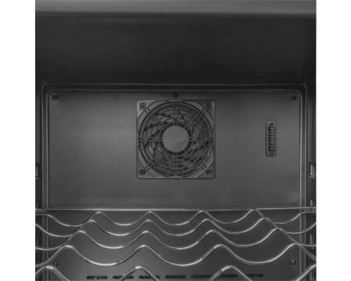 Vue intérieure d'une cave à vin avec ventilateur et clayette