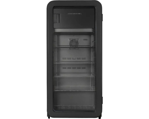 Réfrigérateur à boissons avec façade en verre et plusieurs étagères pour la présentation des boissons